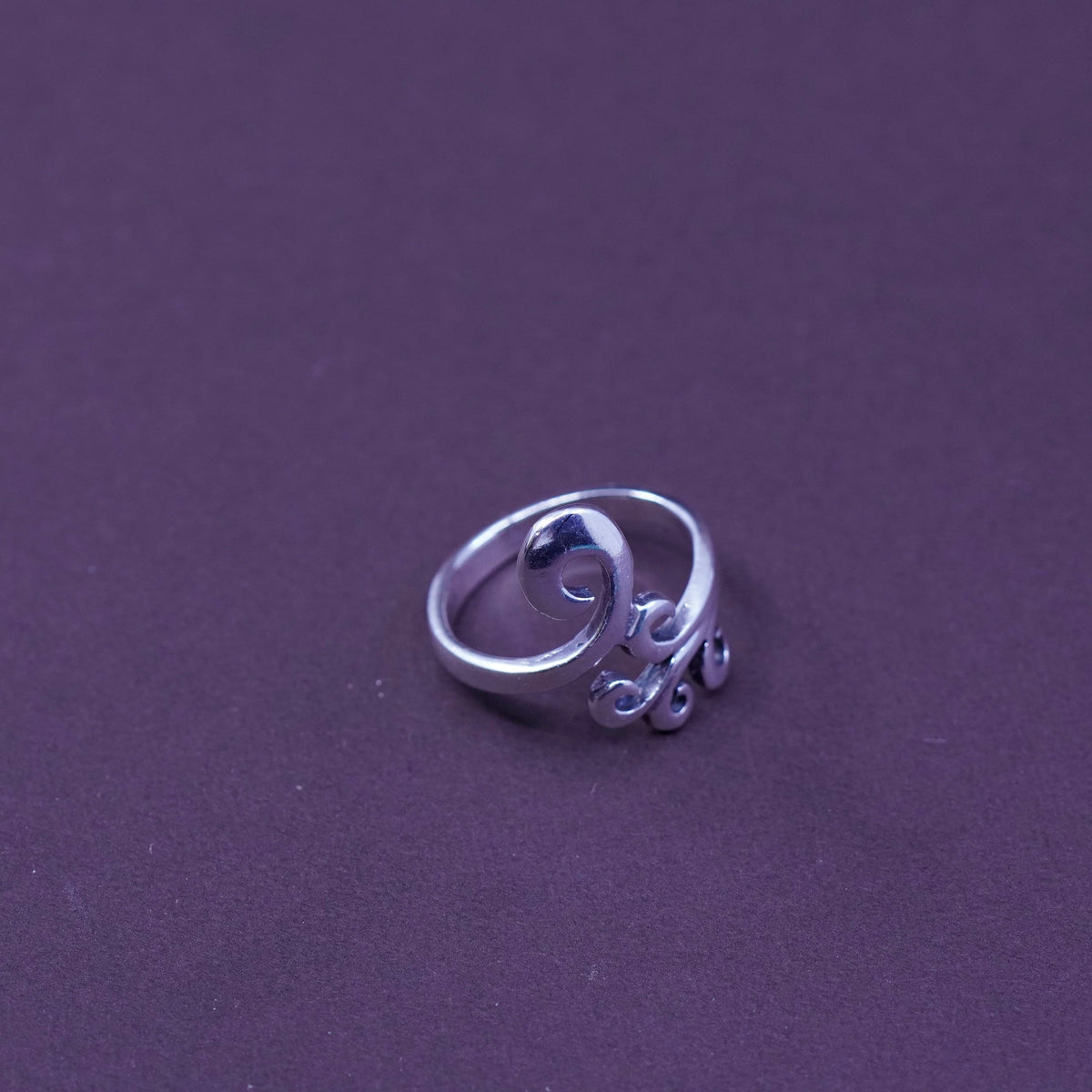 Size 7.5, Sterling silver handmade ring, southwestern 925 filigree swirl band