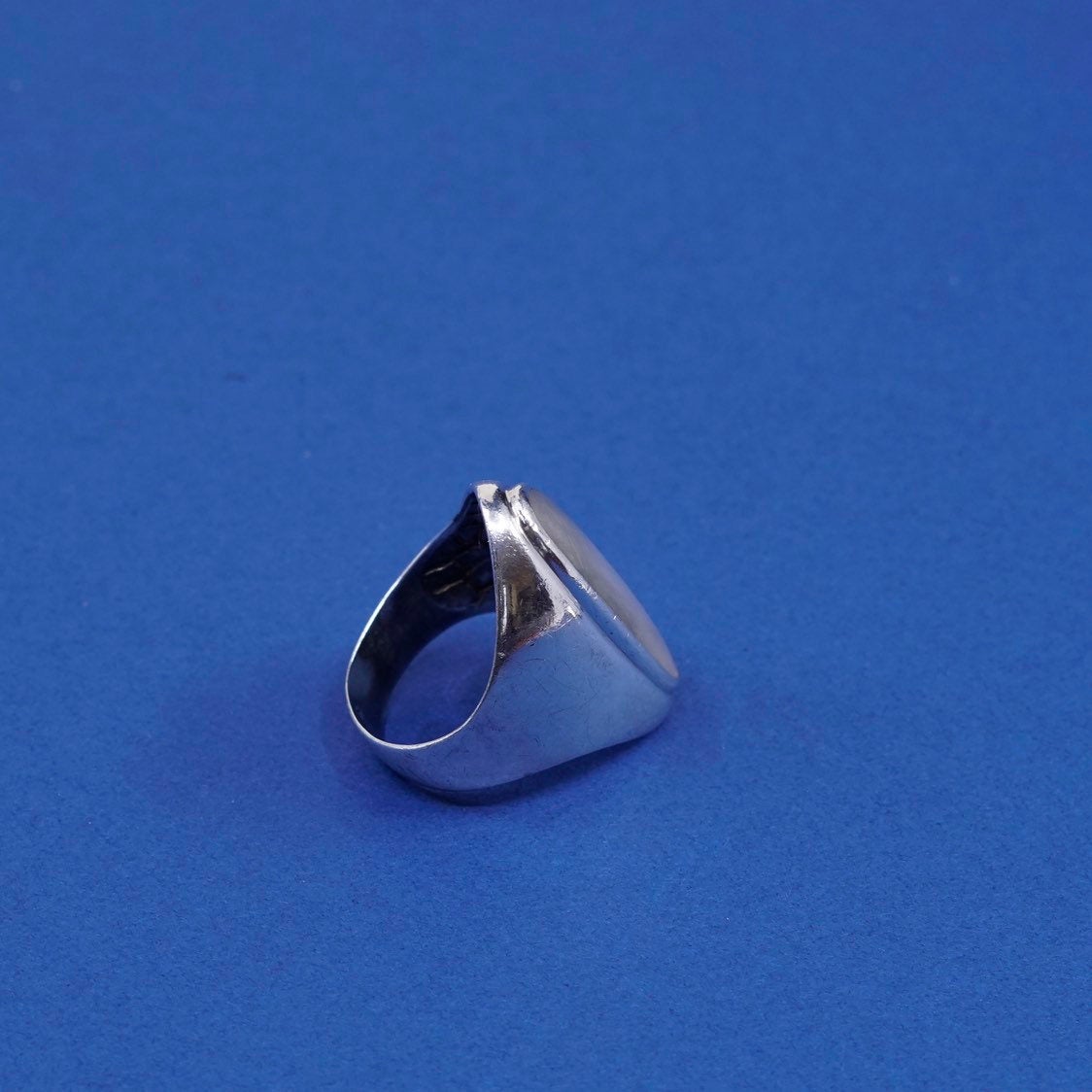 sz 9, vtg ALF sterling silver handmade ring, 925 w/ mother of pearl