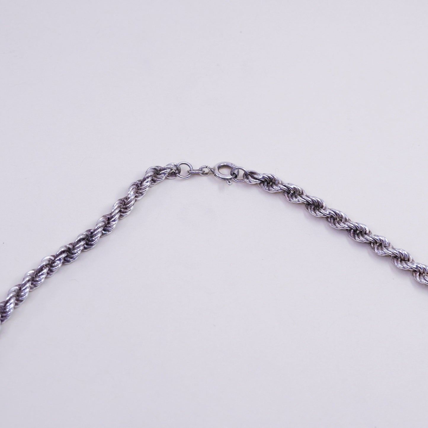 17” 4mm, vintage sterling silver necklace, 925 rope chain