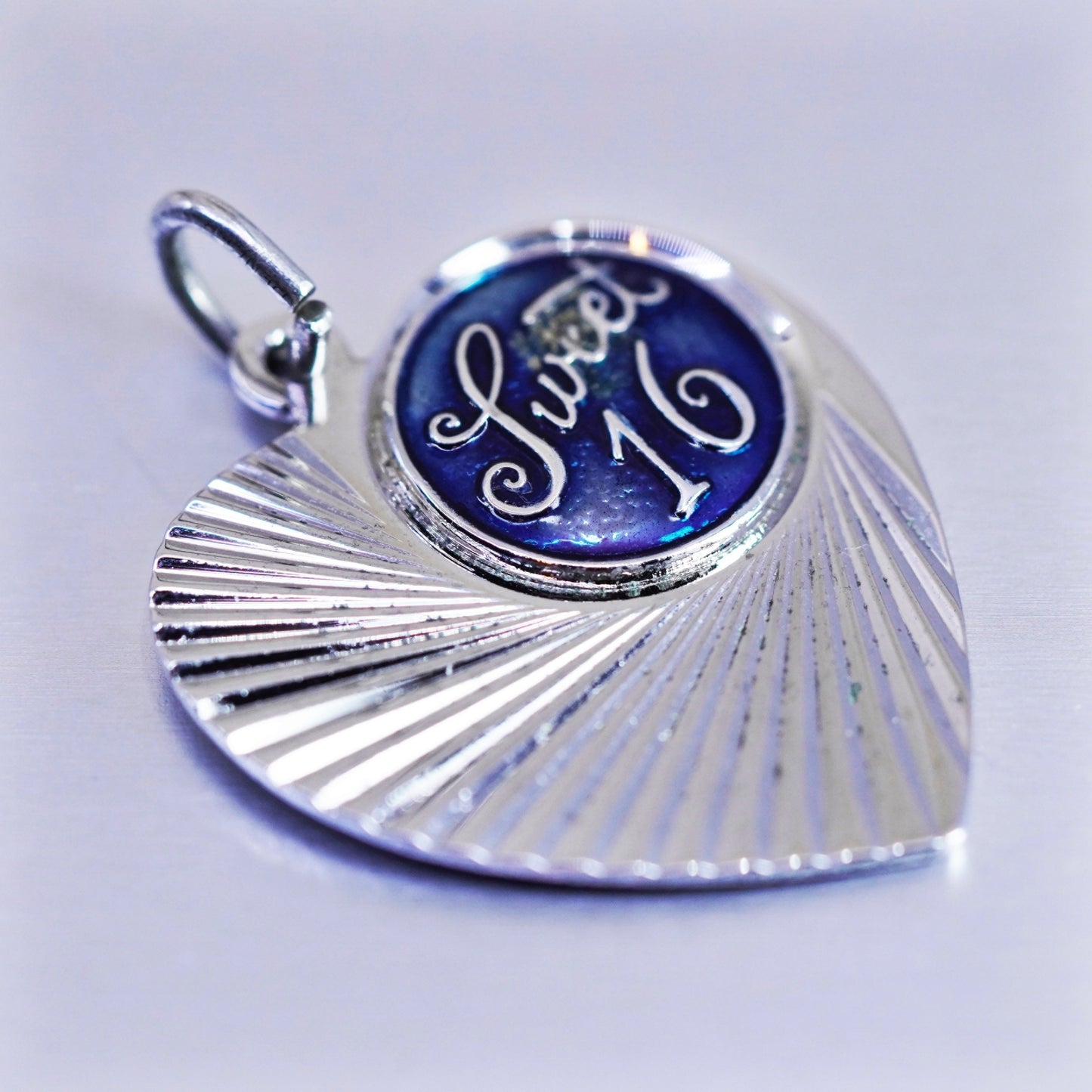 antique Spencer sterling 925 silver sweet 16 heart charm pendant