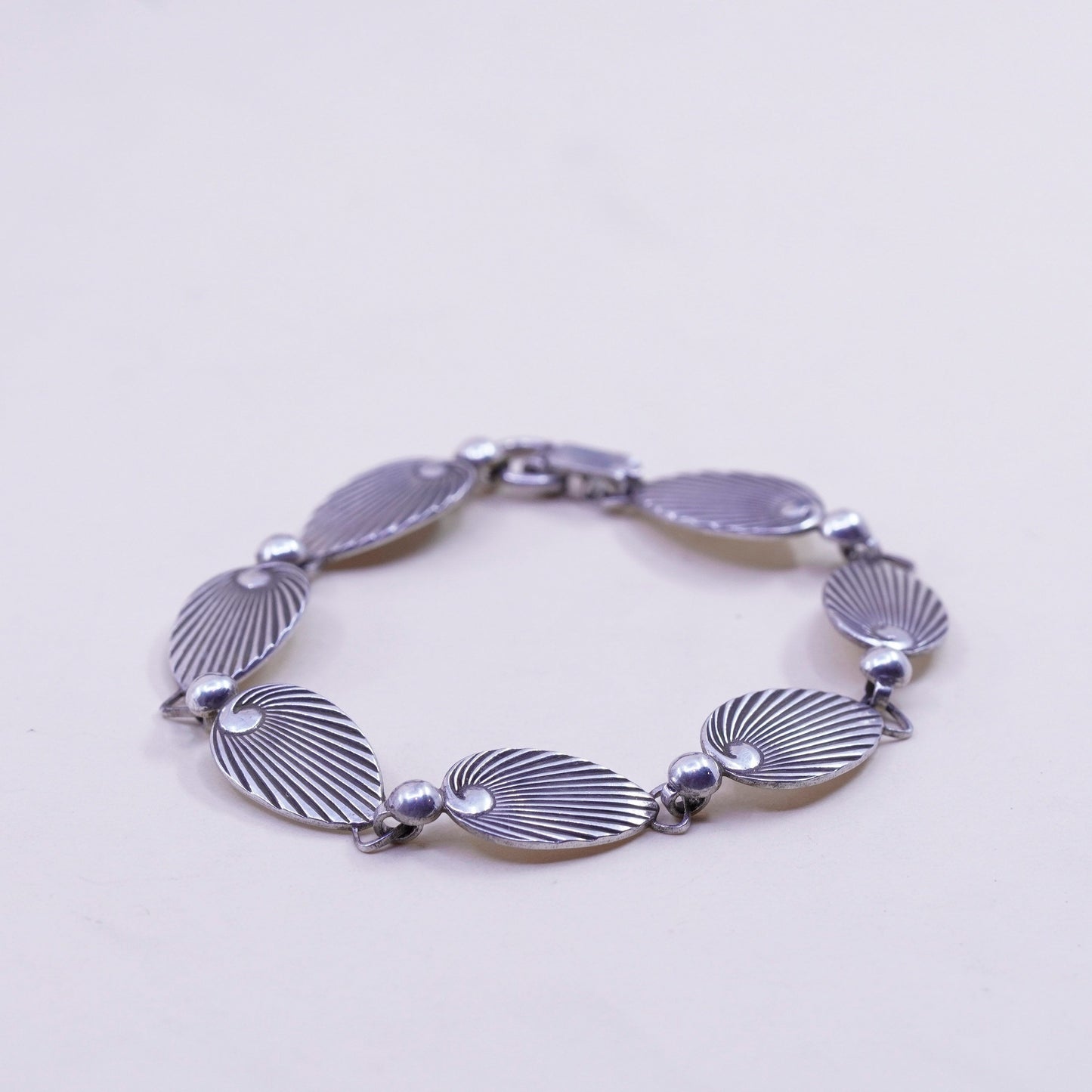 6”, vintage sterling 925 silver handmade tennis leaf bracelet