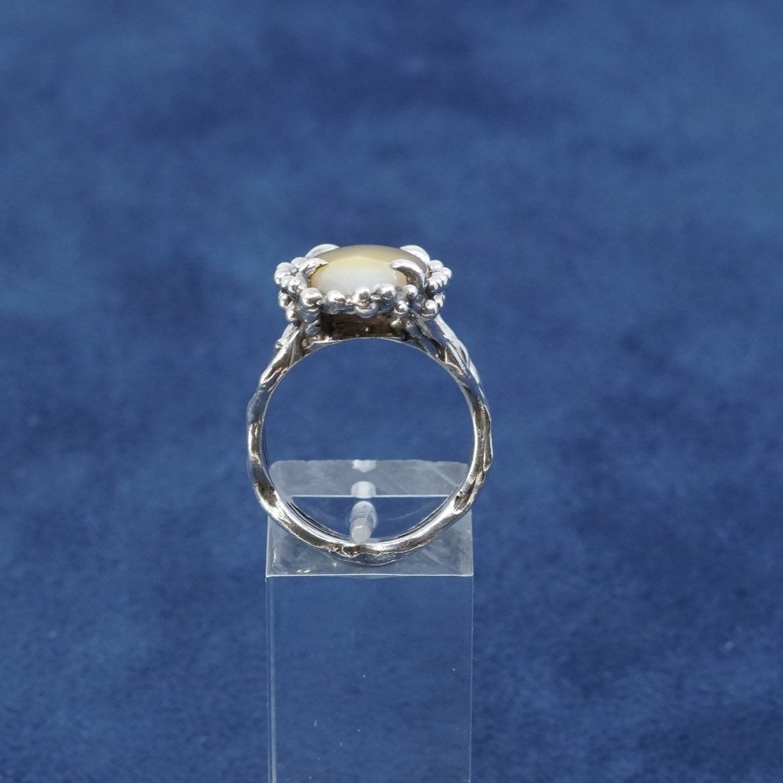 sz 8, Sterling silver handmade statement ring, 925 w/ golden tiger eye N beads