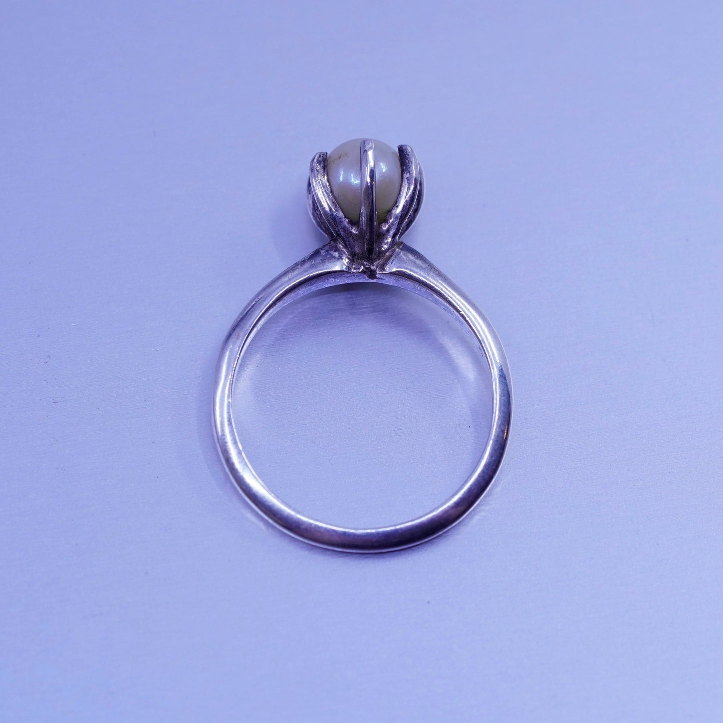 Size 6.5, vintage Sterling 925 silver handmade ring with pearl