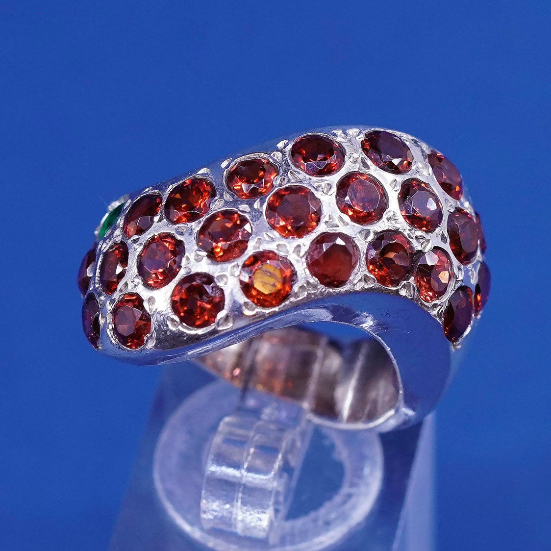 sz 7 vtg Sterling silver handmade 925 Statement cocktail ring w/ cluster cz
