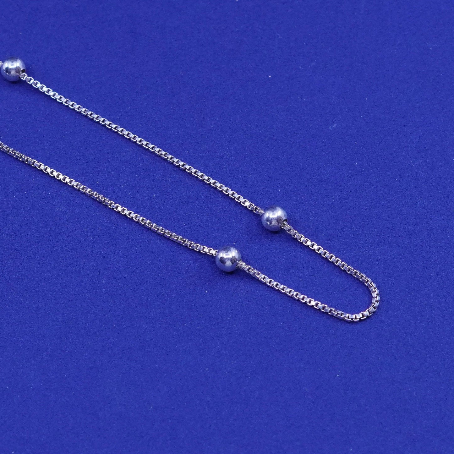 18”, 1mm, vintage Sterling silver handmade necklace, 925 box chain with bead