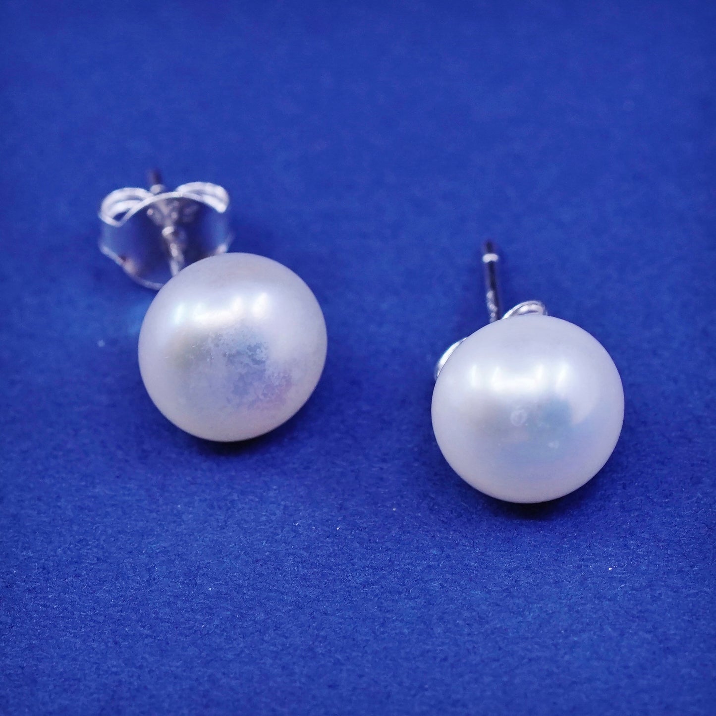 6mm, Sterling 925 silver with freshwater pearl studs earrings