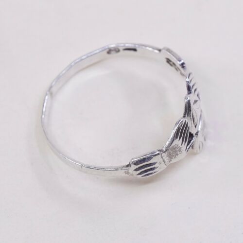 Size 10.25, Vtg Irish Sterling Silver Handmade Ring, 925 Band W/ claddagh Heart