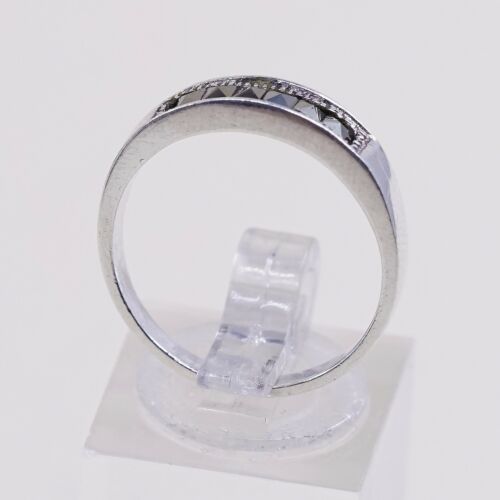 Size 8, Vtg Sterling Silver Handmade Ring, 925 Silver Band W/ Marcasite