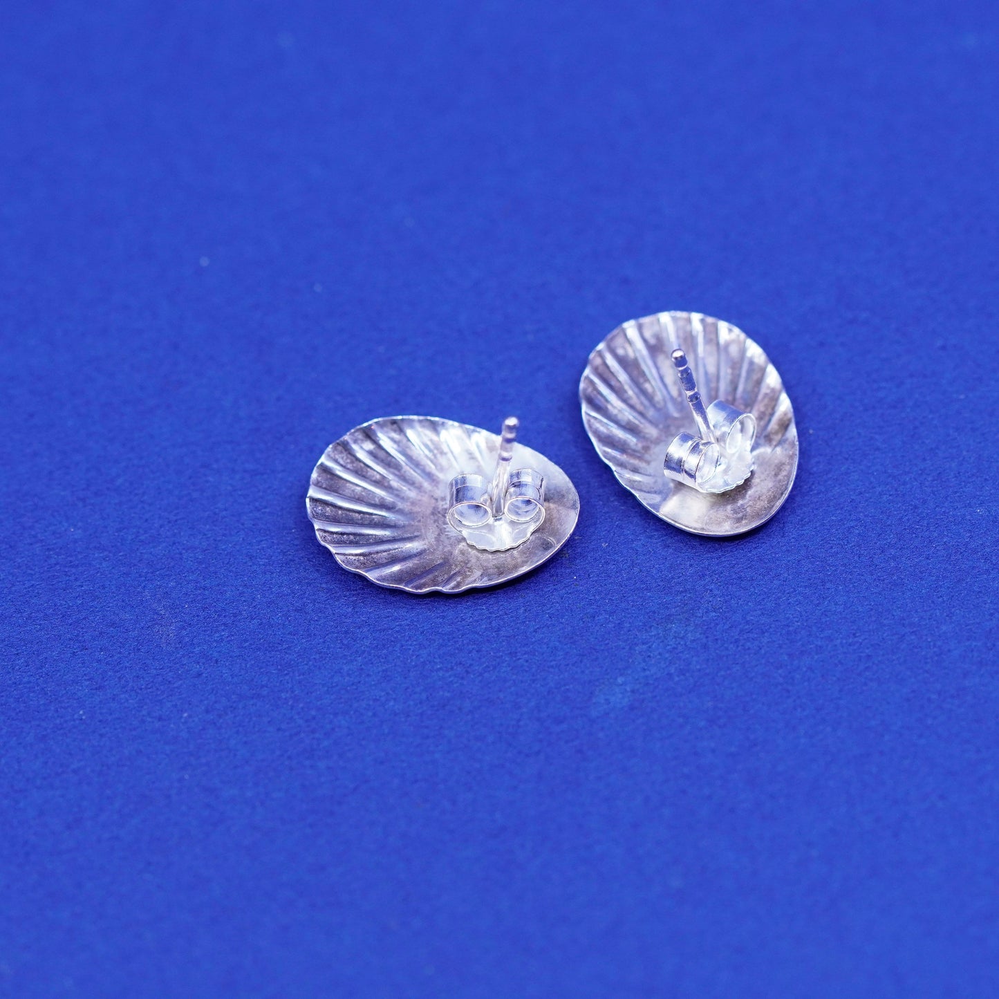 Vintage sterling silver handmade earrings, 925 shell studs