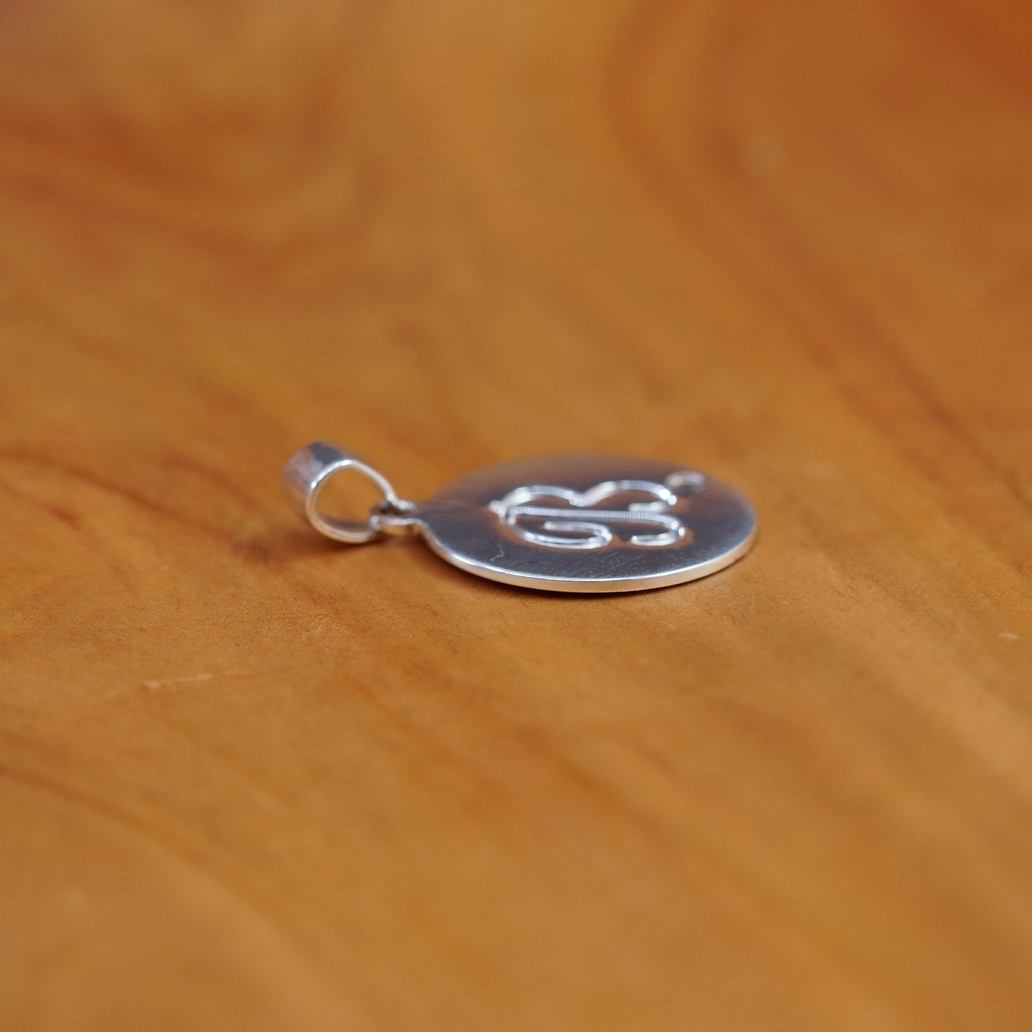Vintage Sterling silver initial pendant, 925 circle with letter B