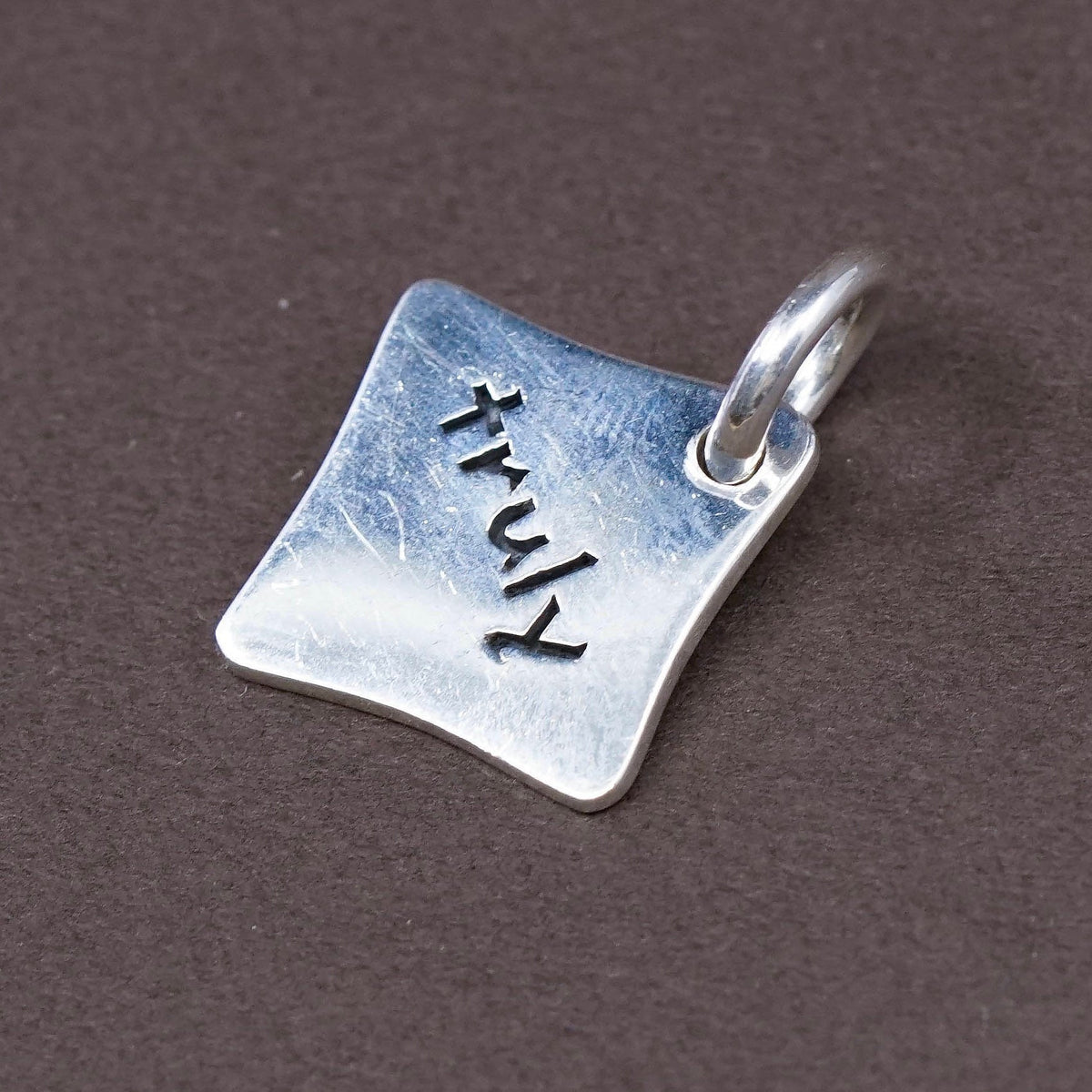 Vintage sterling silver handmade pendant, 925 silver tag embossed “truly”