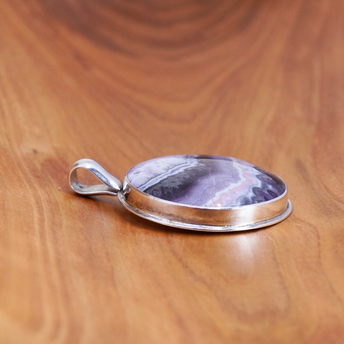 earthstone originals Sterling 925 silver handmade pendant landscape lace agate