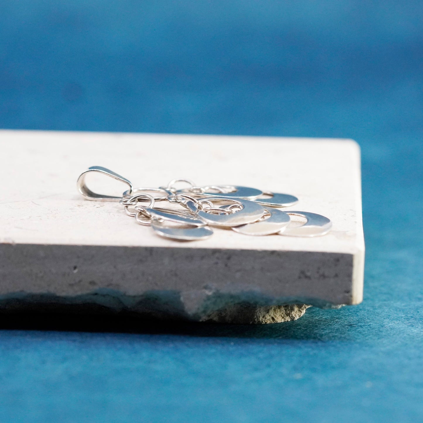 Vintage Sterling silver handmade pendant, 925 cluster teardrop