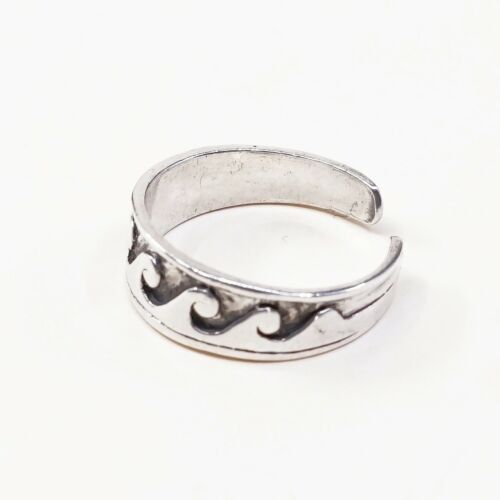 Sz 3.5, hopi Sterling Silver Handmade Ring 925 Band Embossed Wavy