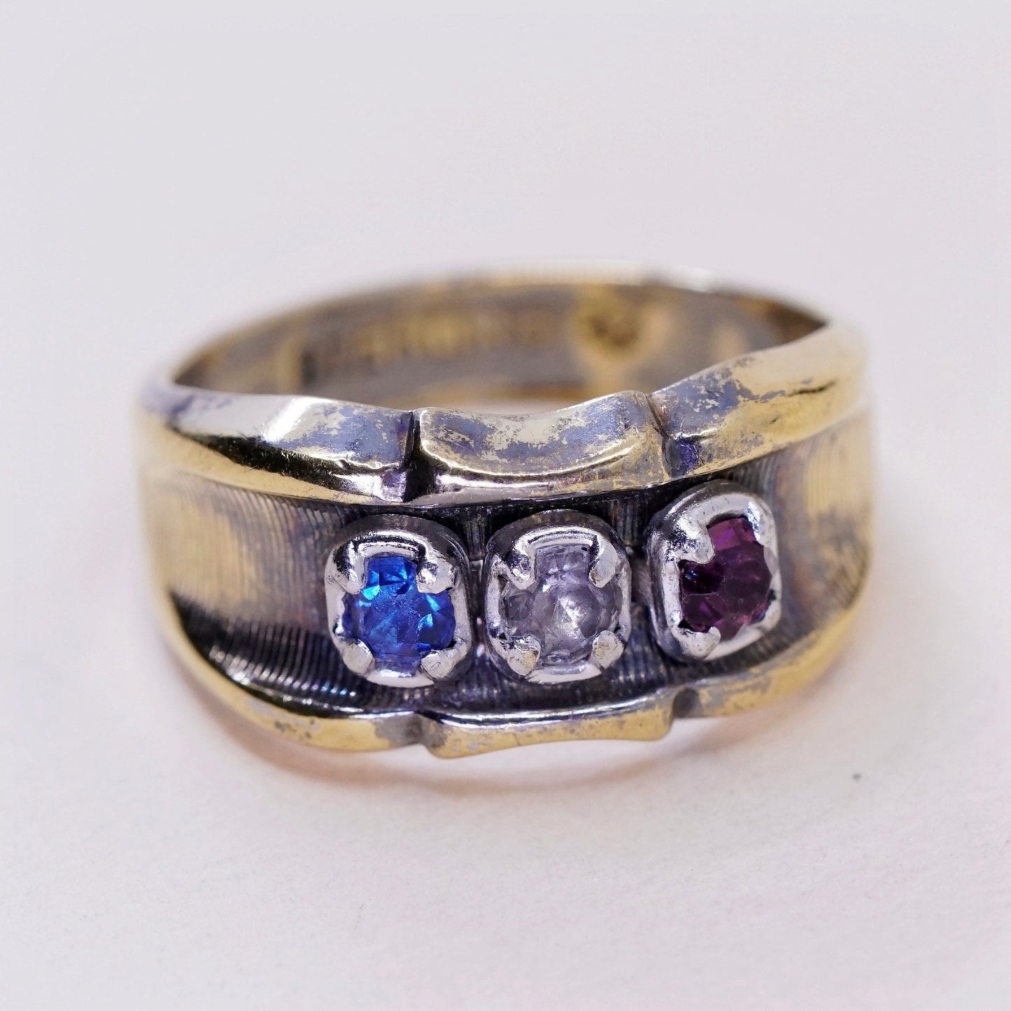 sz 6, Vermeil gold over sterling silver citrine ring, 925 engagement band
