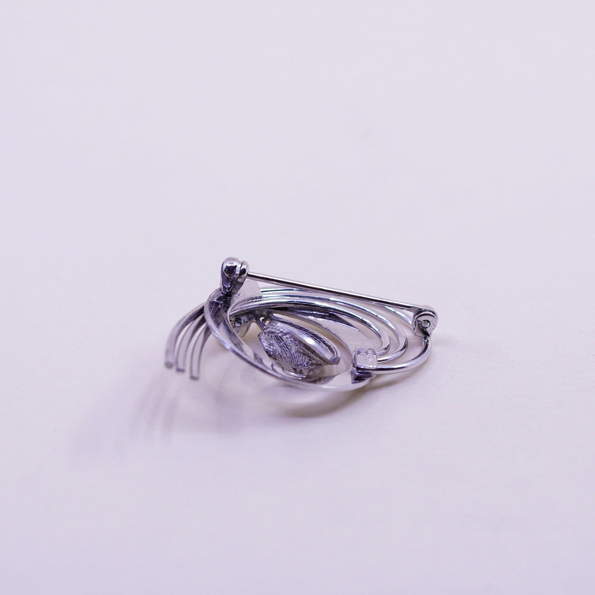1950s vintage Sterling silver handmade brooch, 925 filigree brooch with pearl