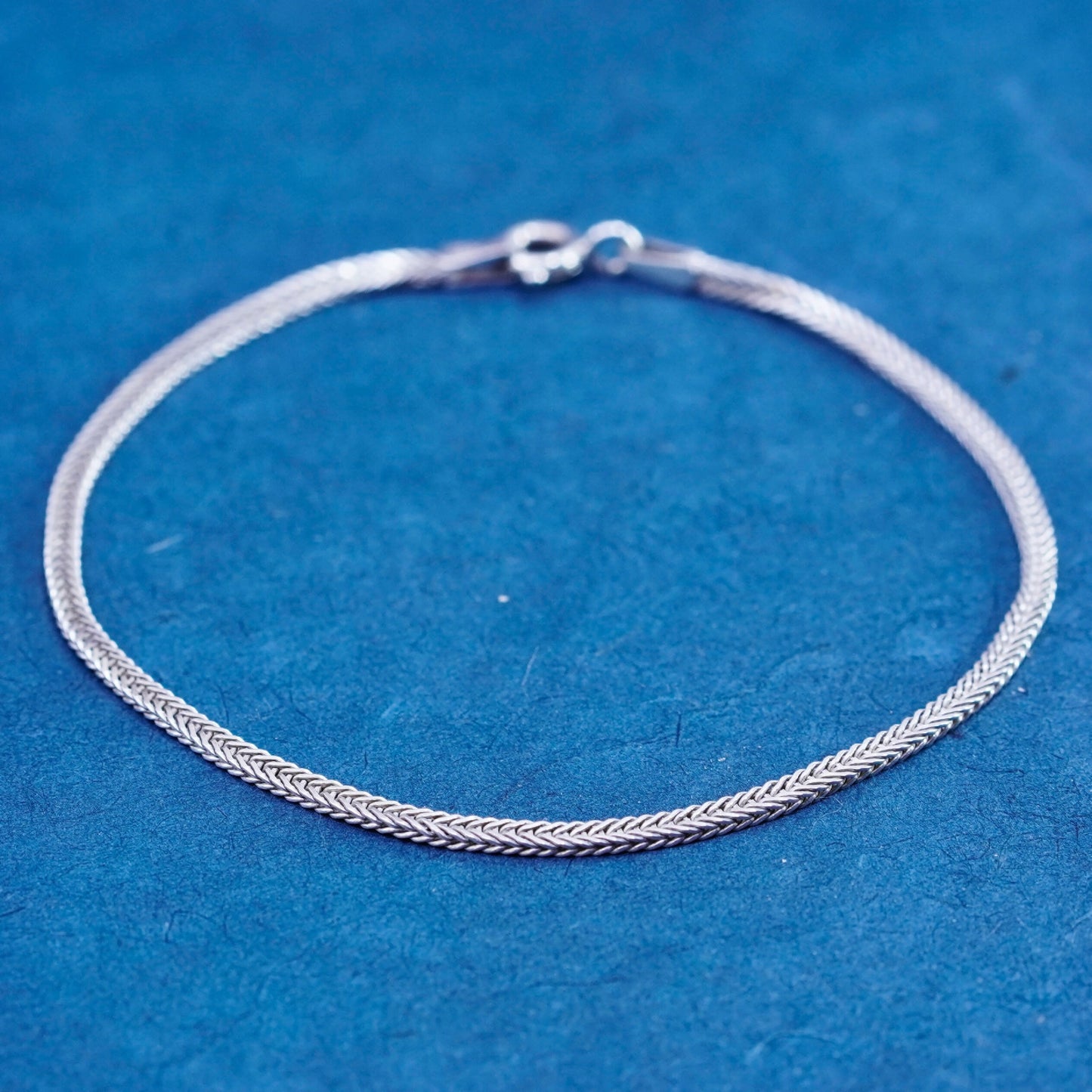 7”, 2mm, vintage Sterling silver handmade bracelet, bold 925 wheat chain