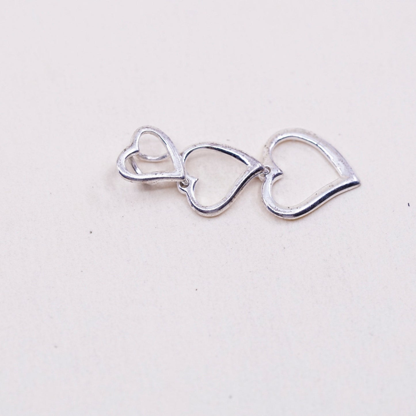 Vintage sterling silver pendant, heart shaped, fine 925 silver heart