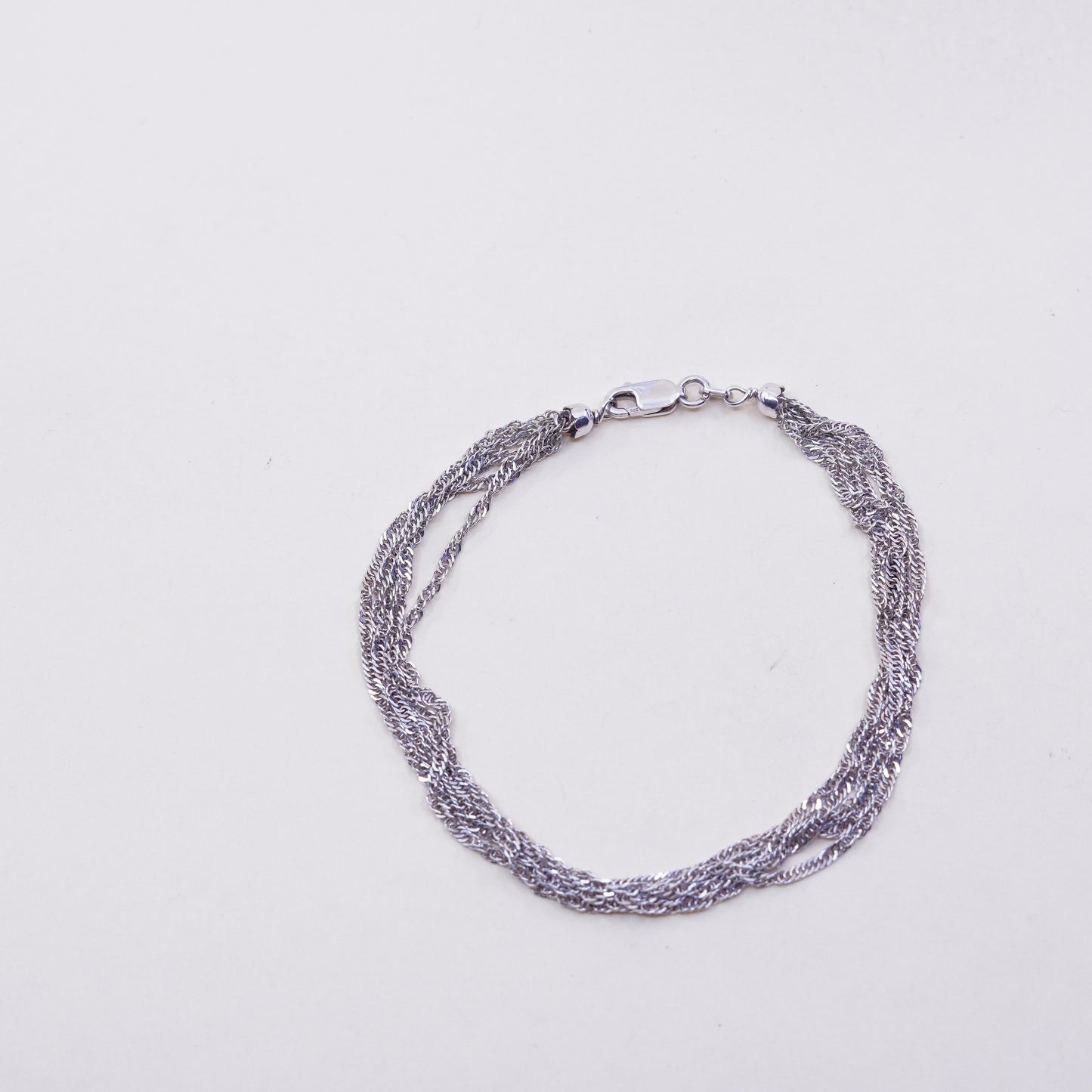 8”, JCM italy multi strands sterling silver bracelet, 925 twisted curb links