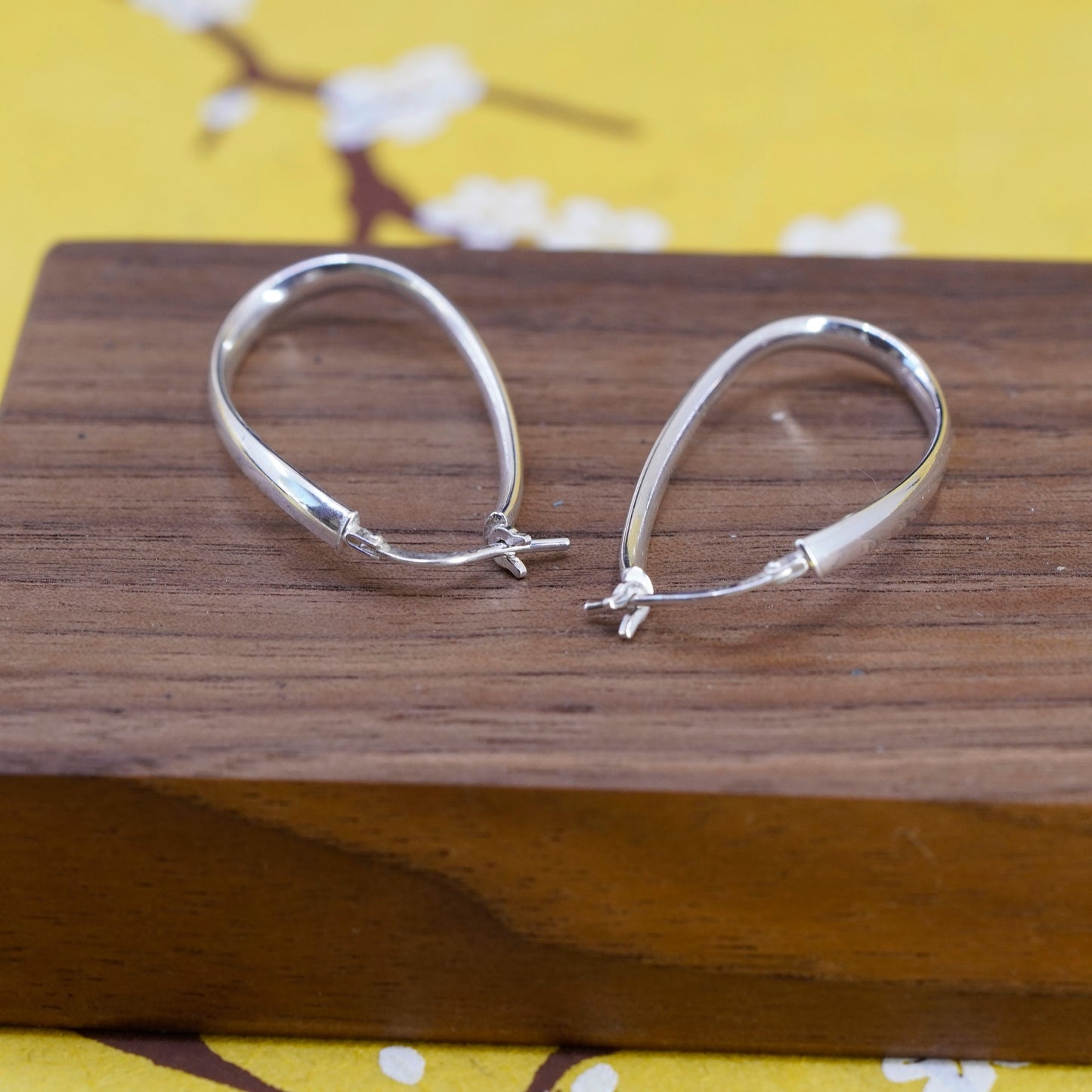 1.5”, vintage Italy Sterling silver handmade earrings, twisted 925 hoops