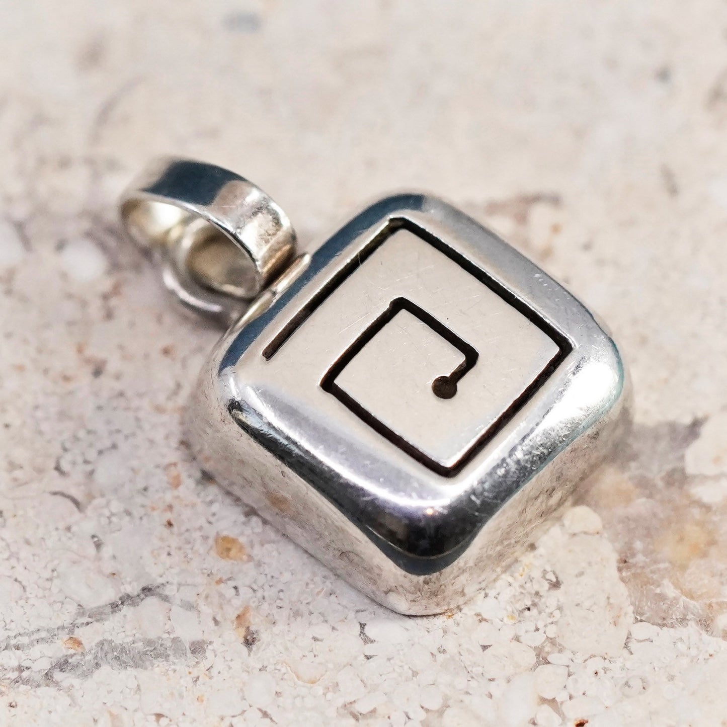 Vintage Sterling silver handmade pendant, 925 maze charm