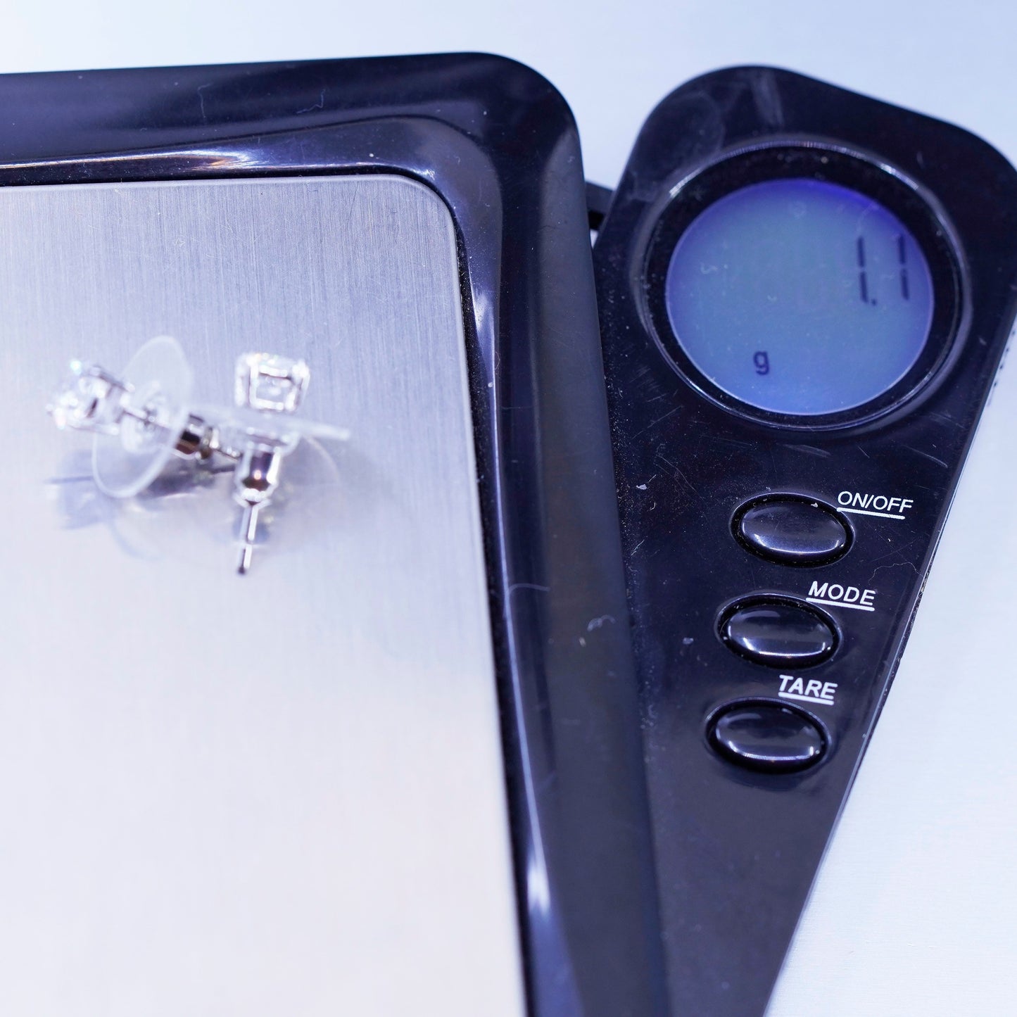 5mm, Vintage Sterling 925 silver earrings, studs with cz inlay