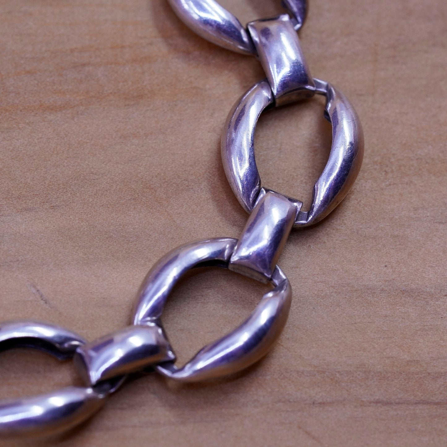 6.75”, vintage Danecraft Sterling silver handmade bracelet, 925 oval chain