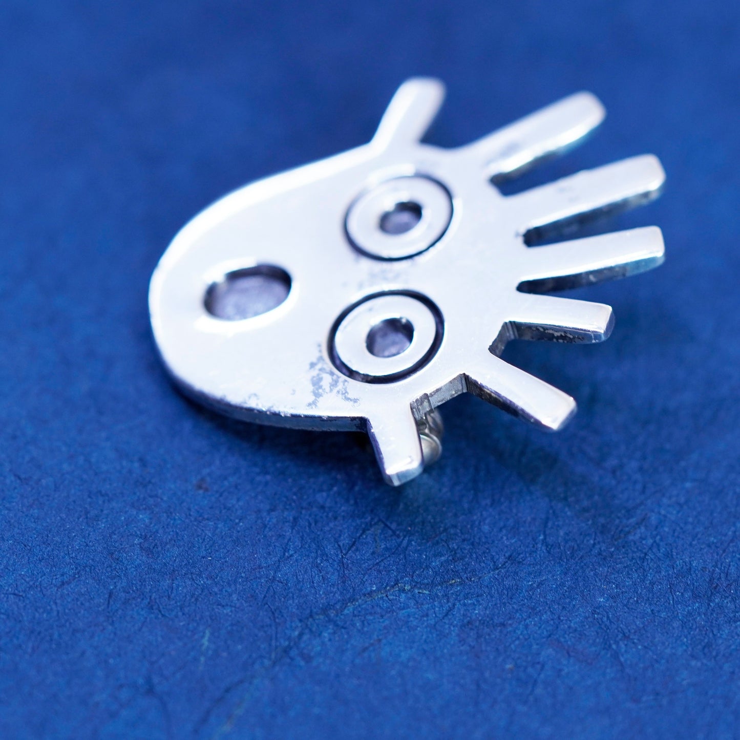 Vintage Mexico Sterling silver handmade brooch, 925 comedy face pin pendant