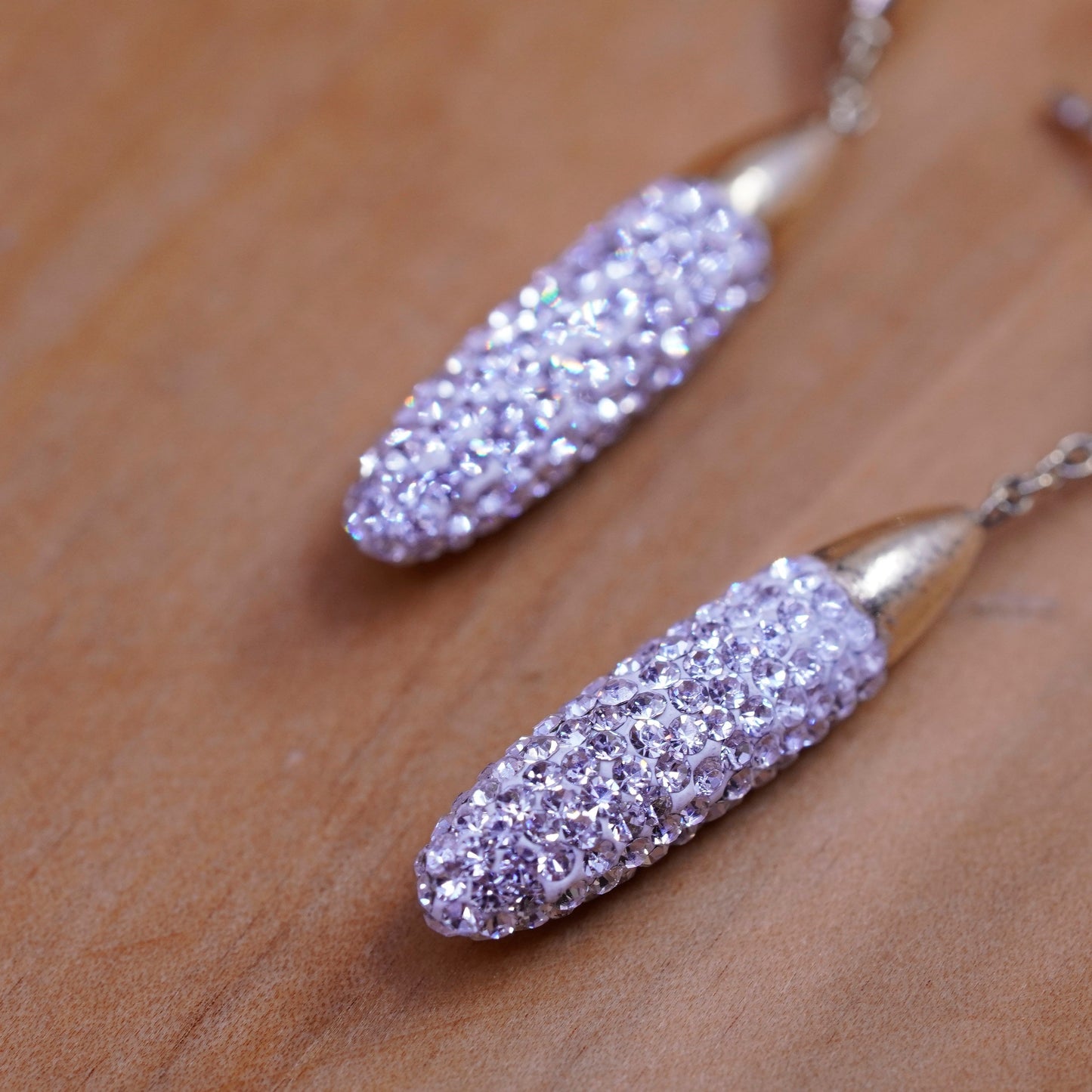 Vintage vermeil gold over Sterling silver earrings, 925 teardrops cluster Cz