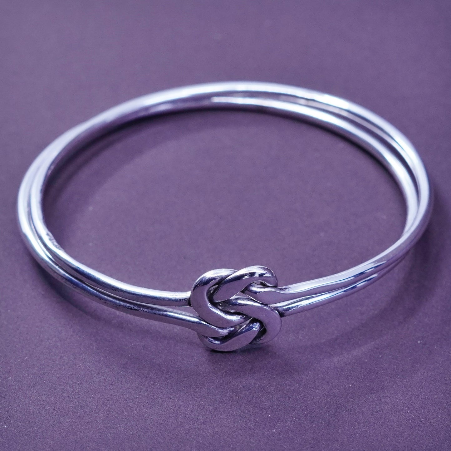 8”, mexico Sterling silver handmade bracelet, 925 double love knotted bangle