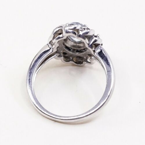 Sz 5.75, Vtg Sai Sterling Silver Ring, 925 Ring W/ blue Topaz N Sapphire Around