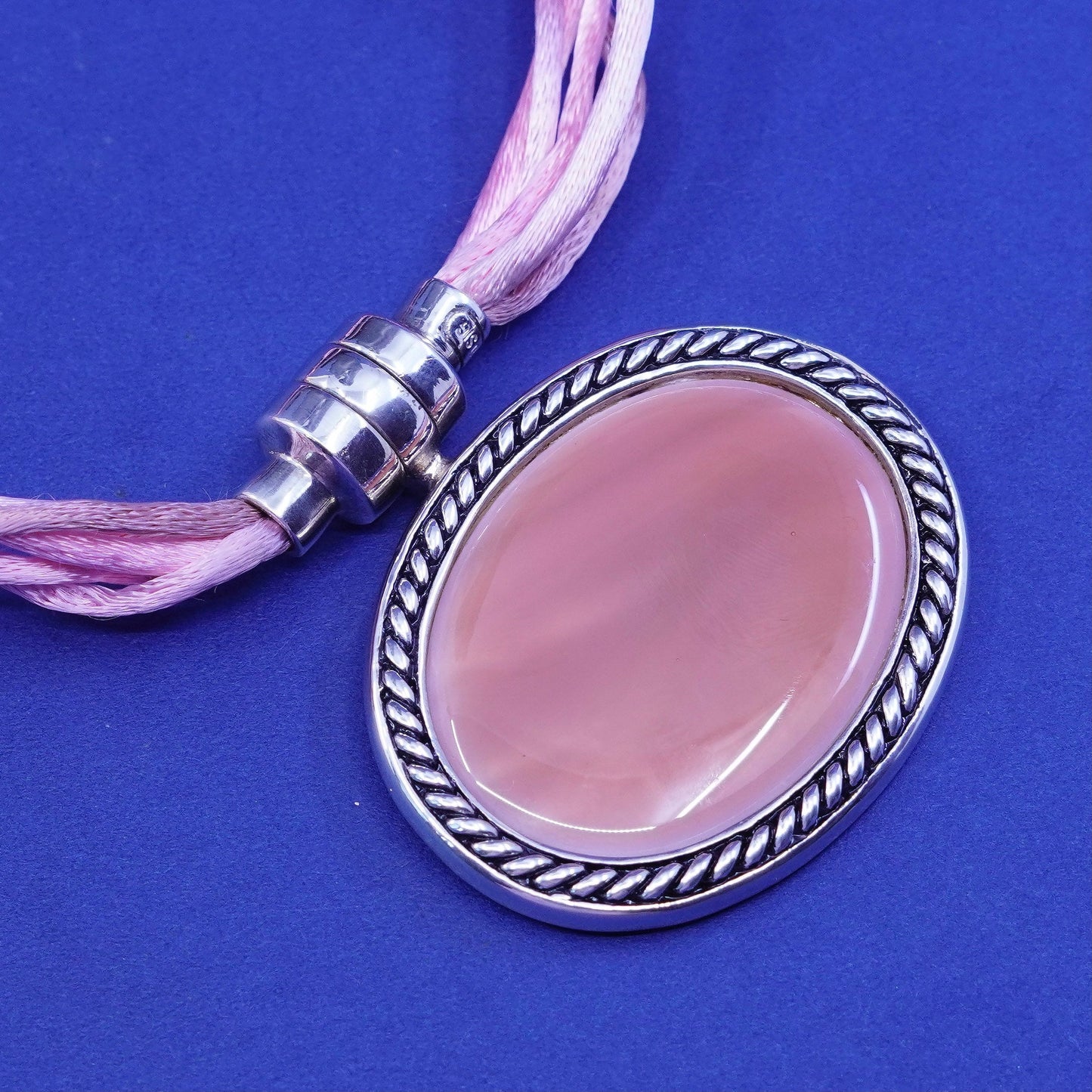 16”, Joseph Esposito Sterling 925 silver necklace, silk chain mother of pearl