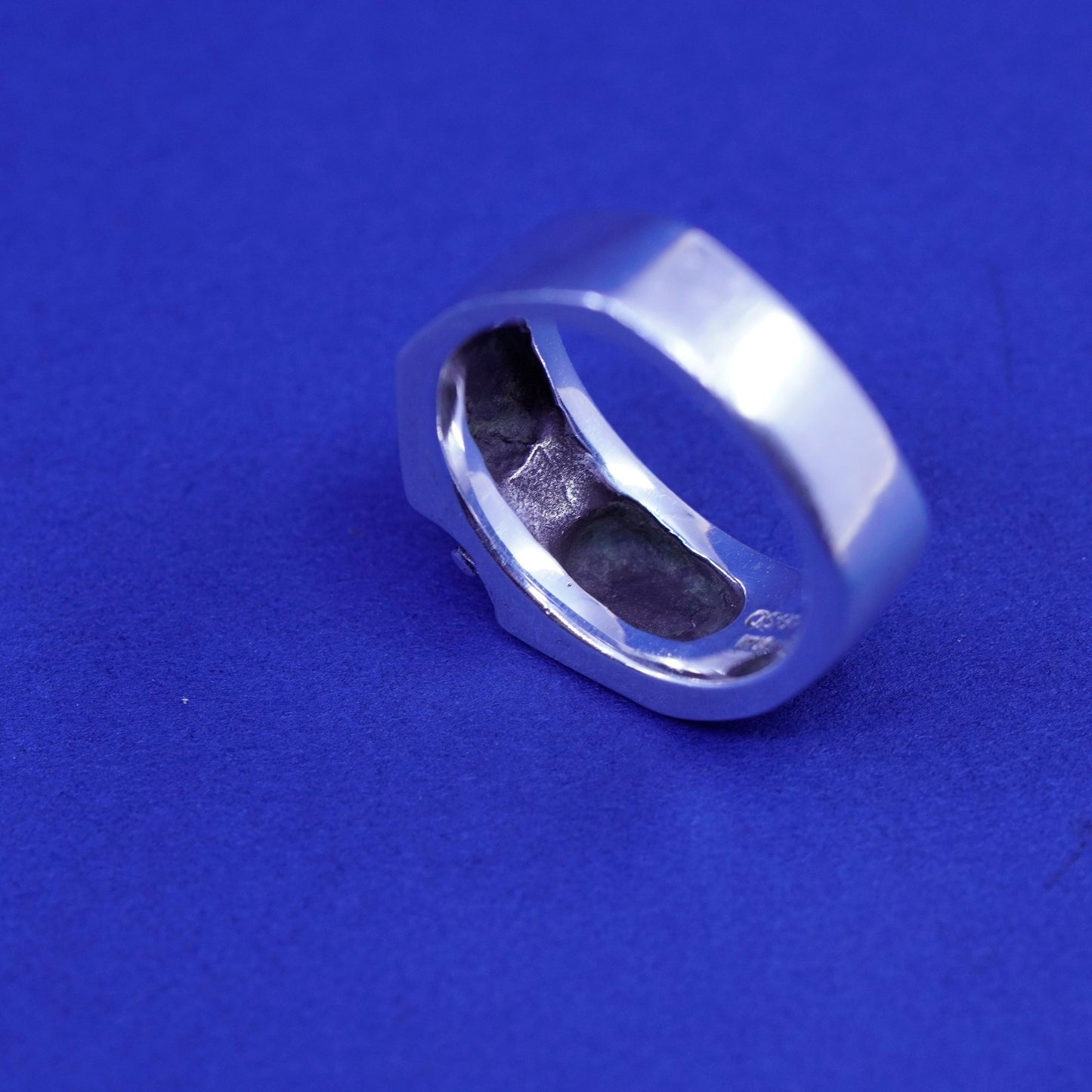 Size 8, vintage BSD Sterling silver handmade ring, 925 band with cross embossed