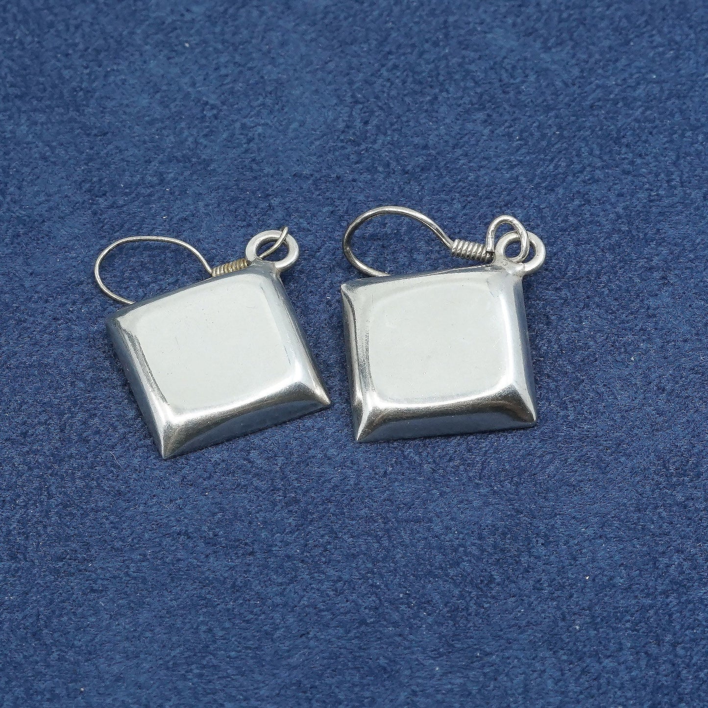 vtg sterling silver handmade earrings, mexico 925 w/ square drops,