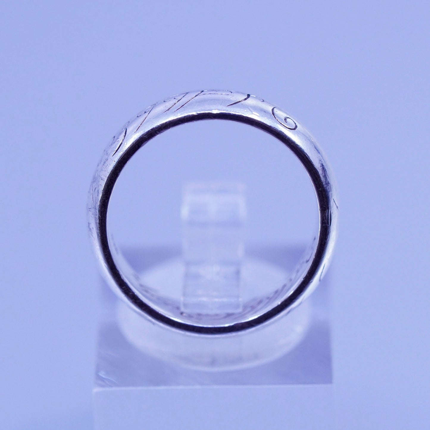sz 5.25, southwestern Sterling 925 silver inspirational ring, band embossed