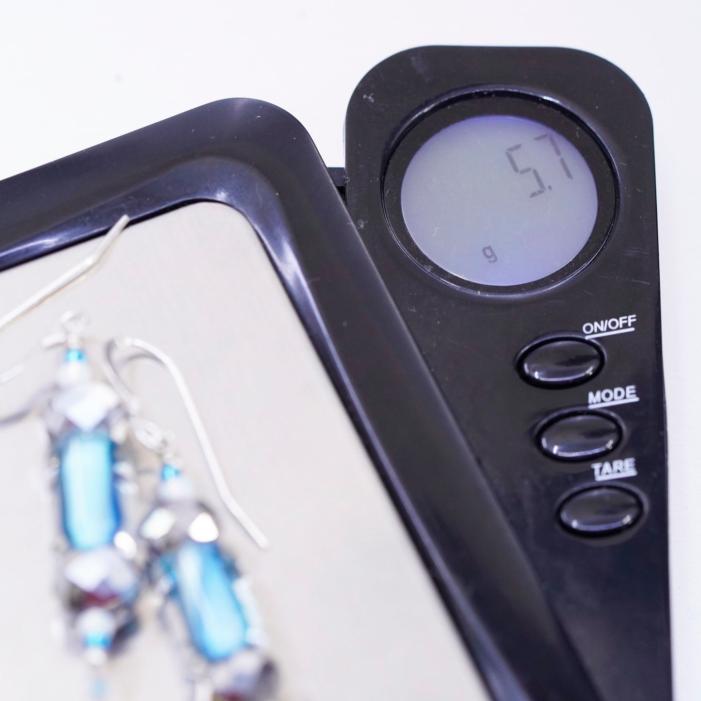 vintage Sterling silver handmade earrings, 925 blue glass tube