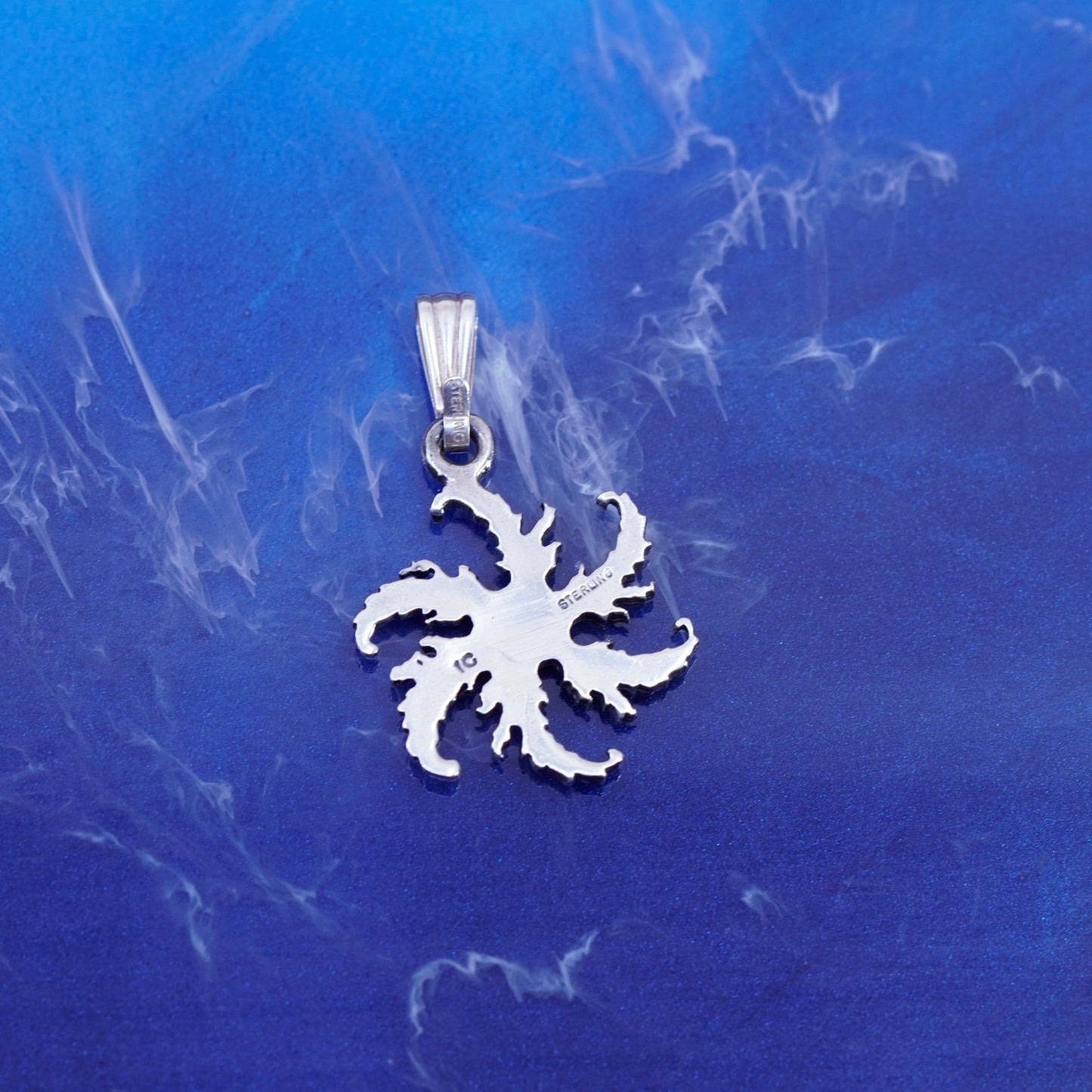 Vintage sterling silver handmade pendant, 925 whirly swirl charm