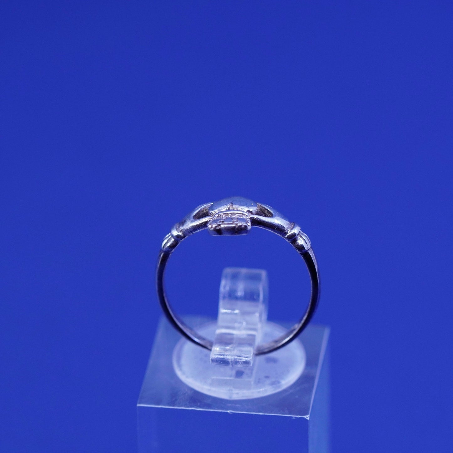 Size 4, vintage sterling silver handmade ring, 925 dolphin wrap band