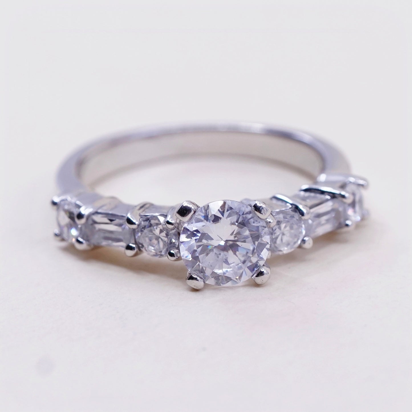 Size 6.25, Sterling silver ring, 925 silver with round cut cz, engagement ring