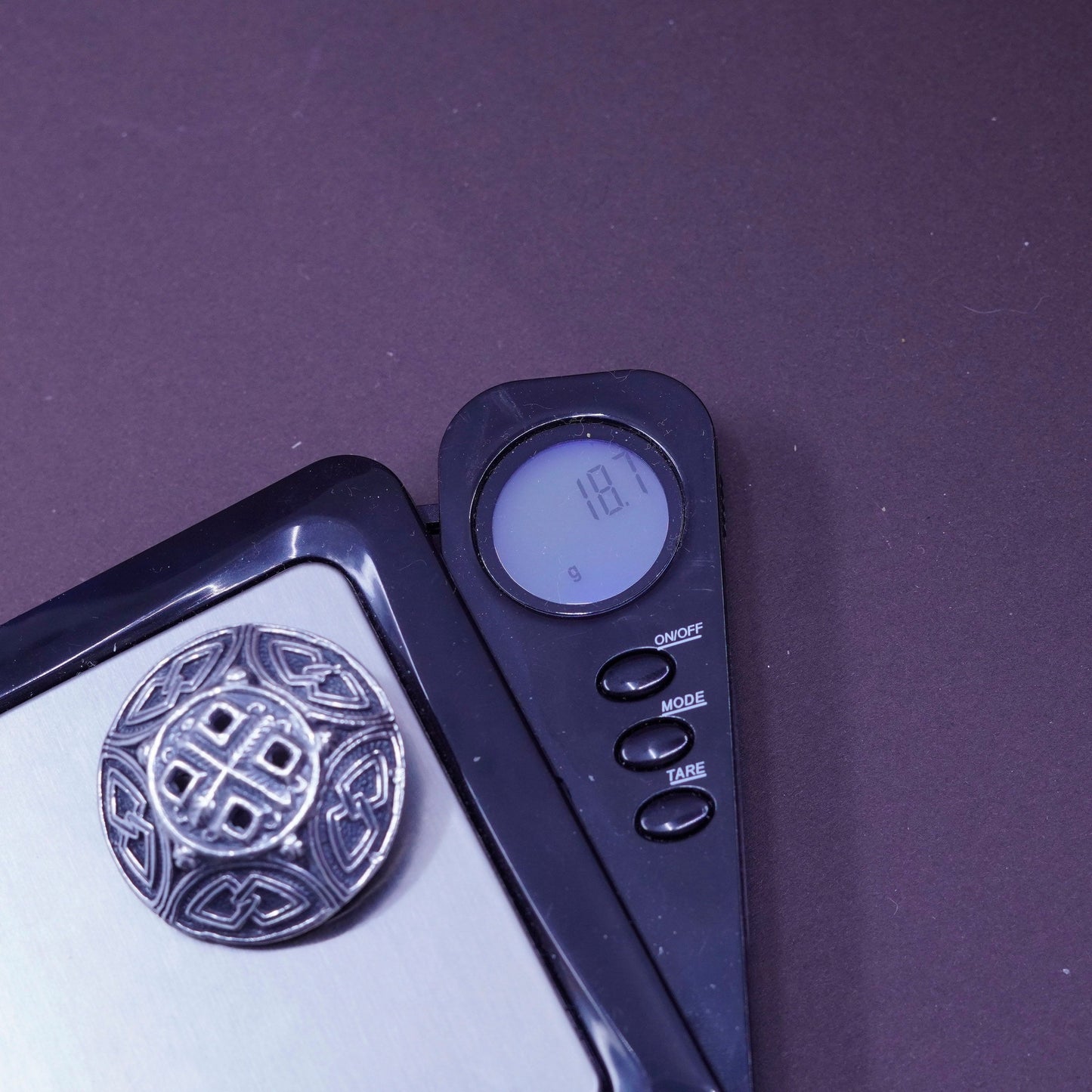 vtg handmade David Andersen sterling 925 silver circle woven textured brooch