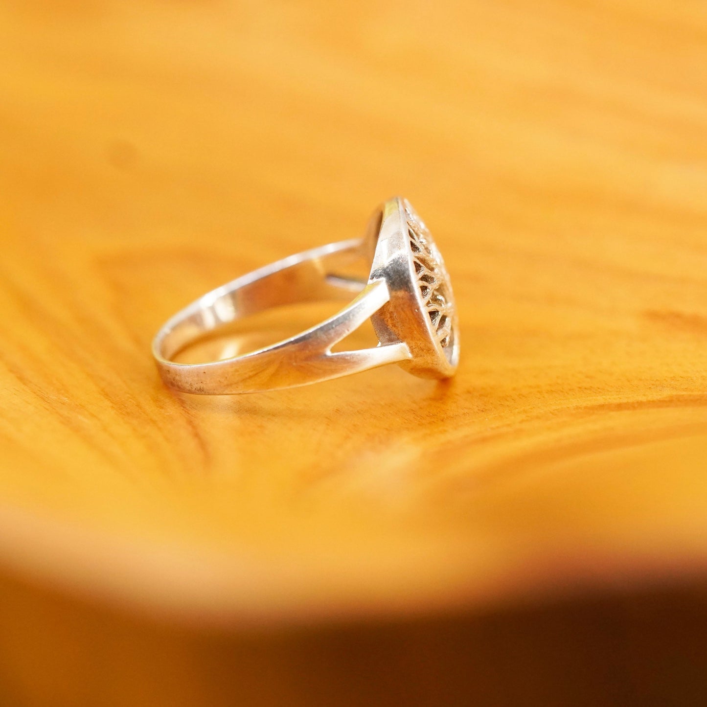 Size 8.25, Sterling silver handmade ring, southwestern 925 filigree tree band