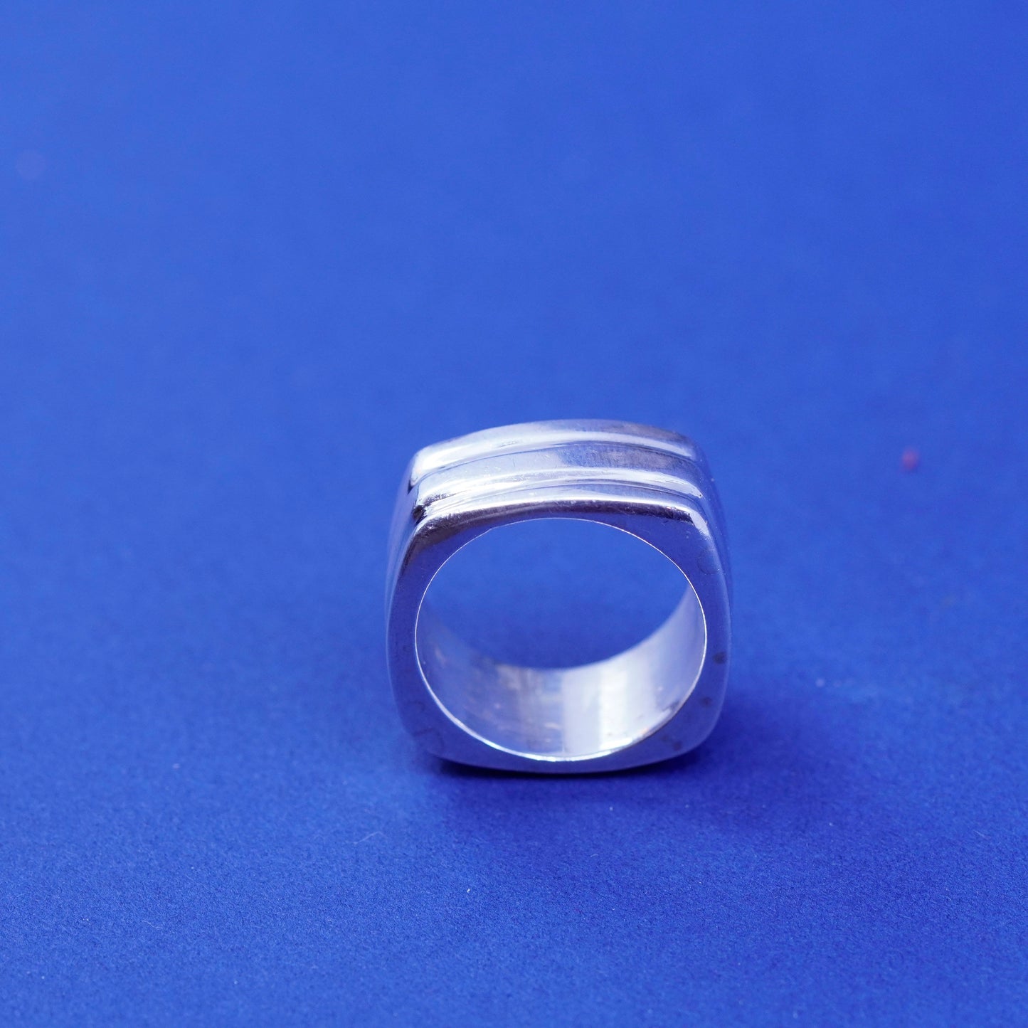 Size 6.25, Sterling silver handmade ring, Mexico square ribbed 925 men’s band