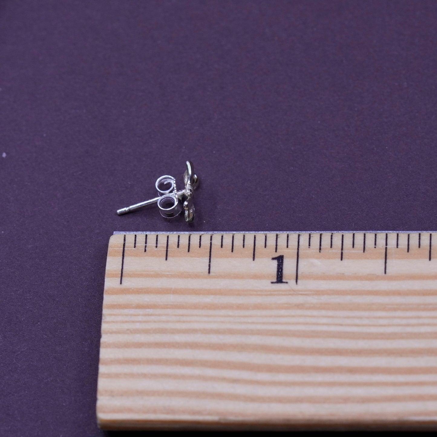 Vintage Sterling silver handmade earrings, 925 ribbon bow studs