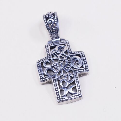 VTG handmade Sterling silver filigree pendant, 925 cross, Stamped 925