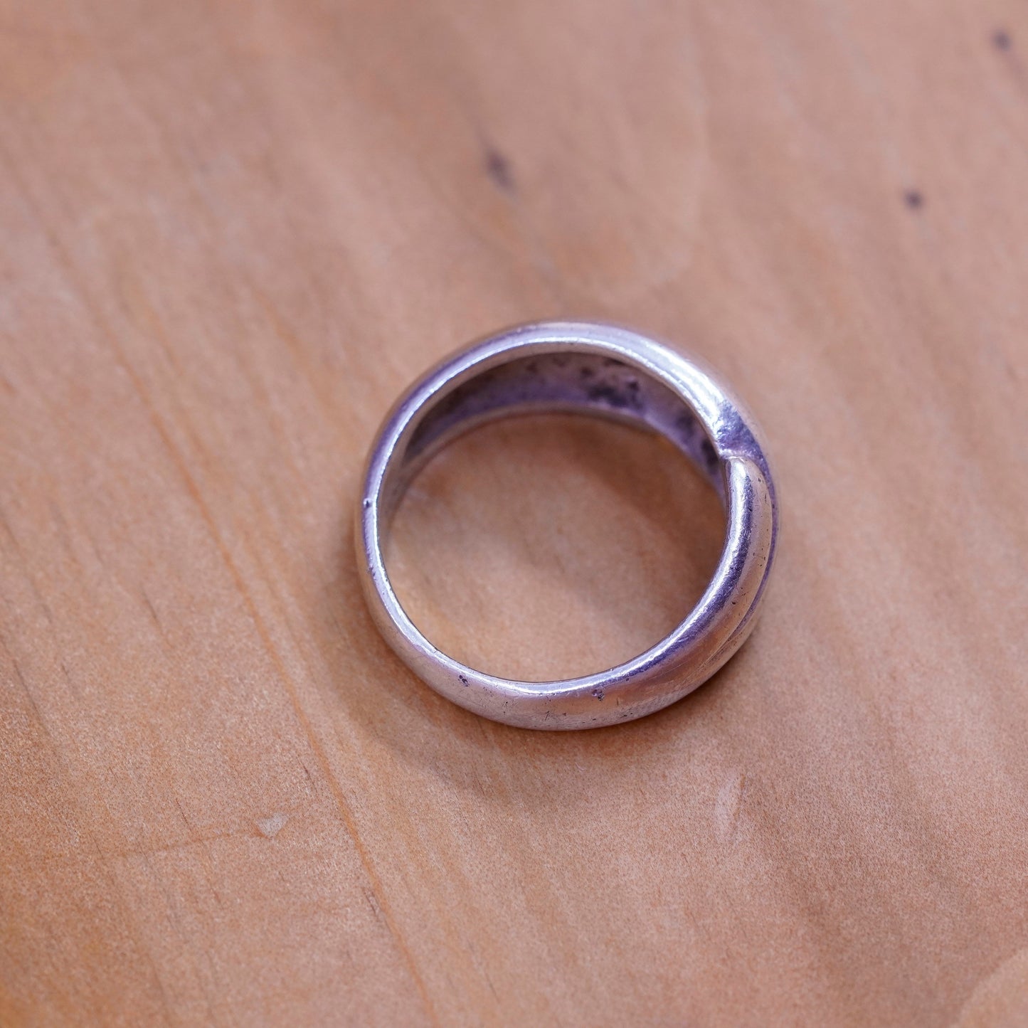 Size 7.25, sterling silver handmade ring, 925 ribbed band, minimalist modernist
