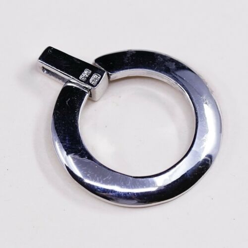 Vintage Sterling Silver Handmade Pendant, 925 Circle Pendant