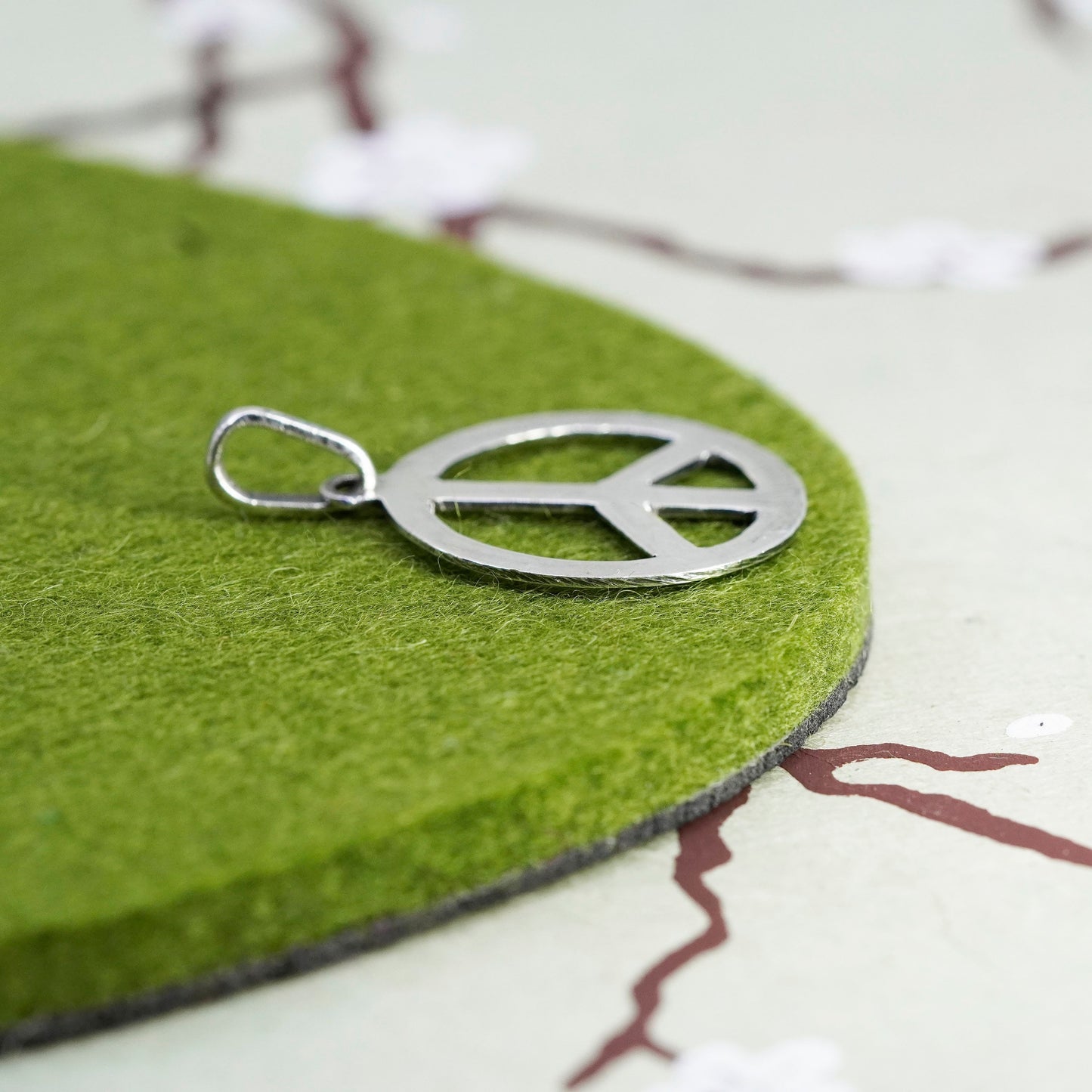 Vintage Sterling silver handmade pendant, 925 peace symbol, CND symbol
