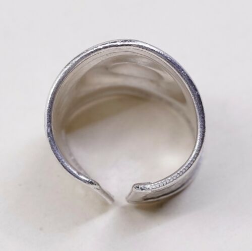 Sz 6, Vtg Sterling Silver handmade Ring. 925 modernist, Statement Embossed Ring