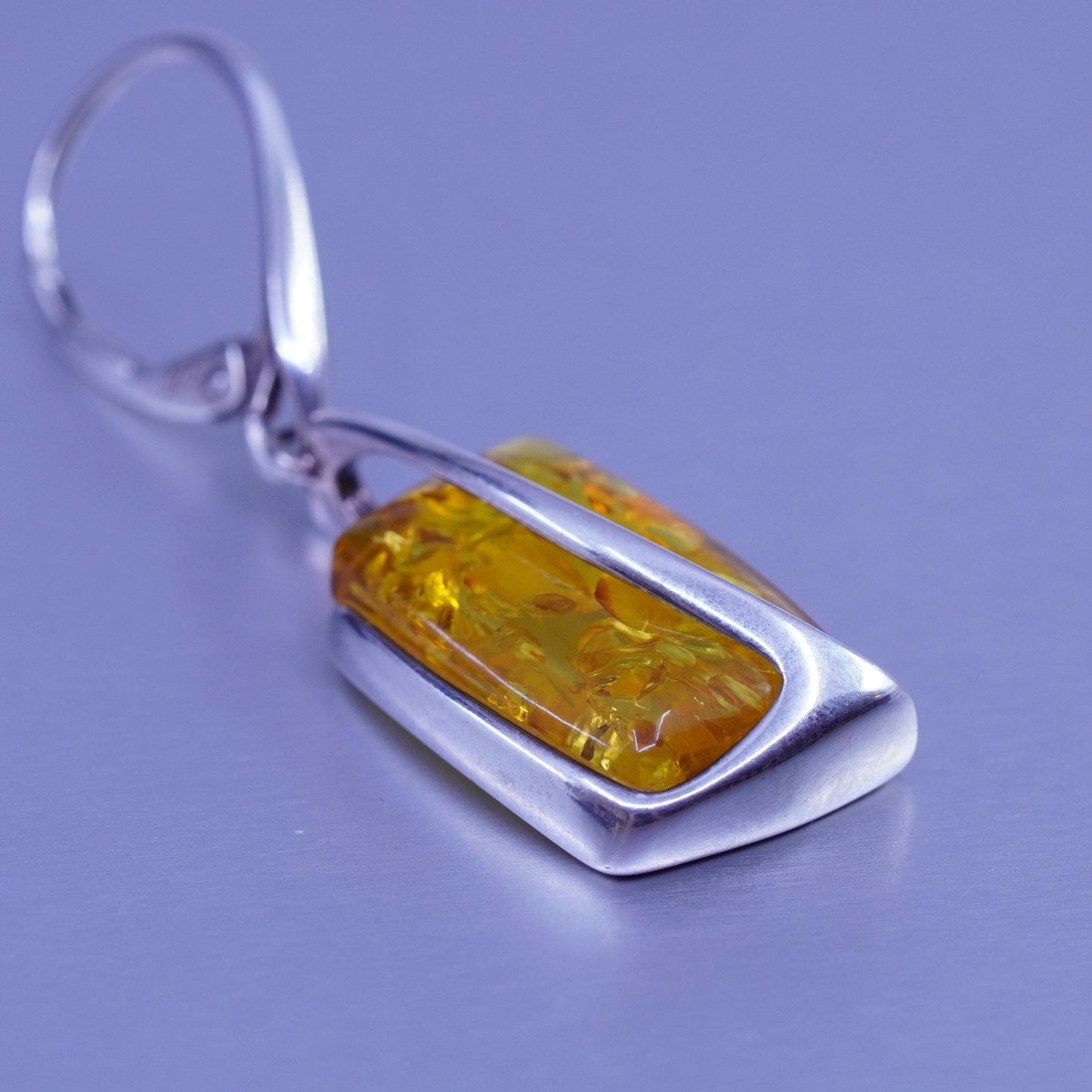 Vintage jewelry | handmade Sterling 925 silver earrings with amber