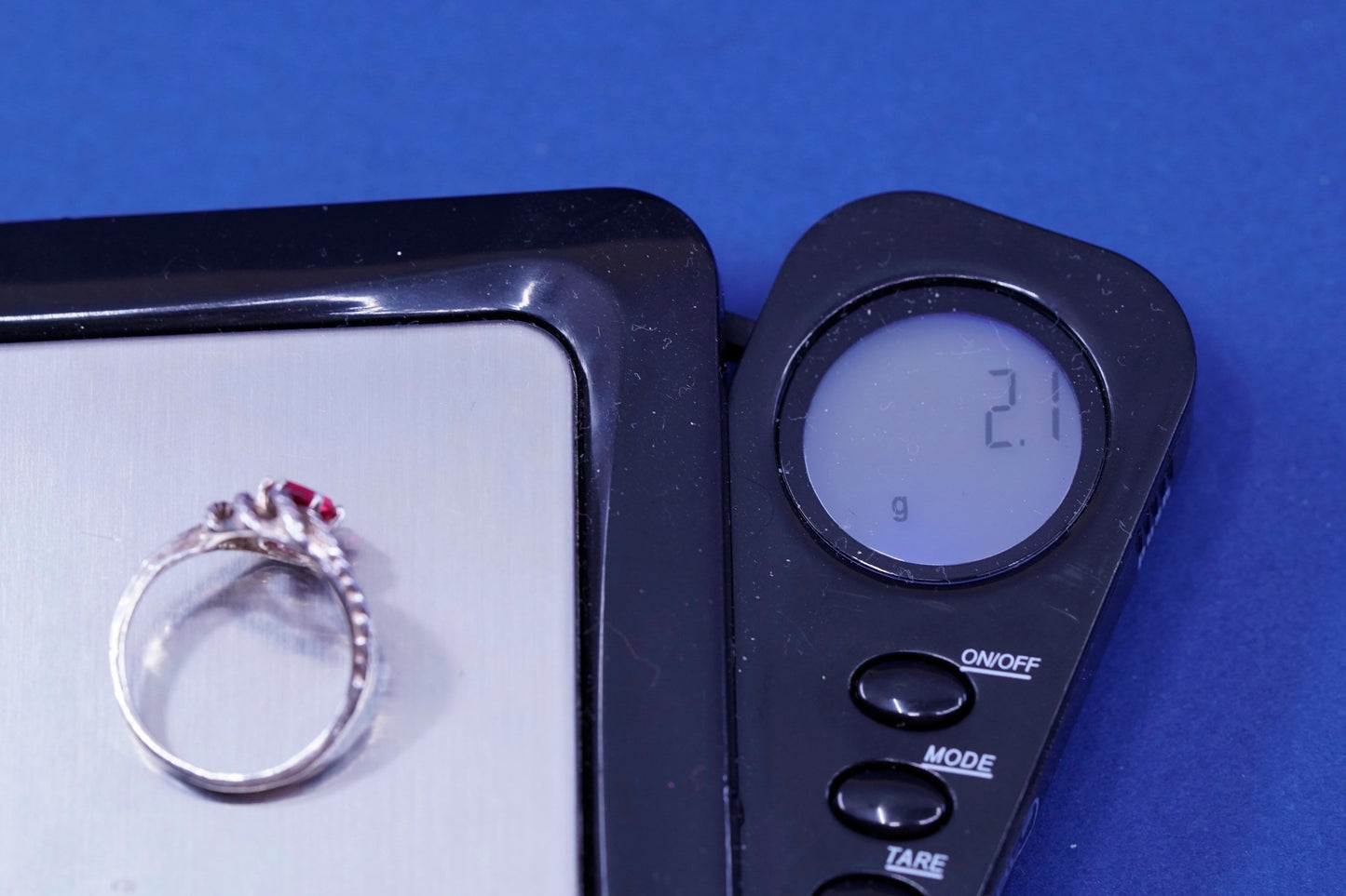 Size 4.75, vintage Sterling 925 silver handmade ring with Ruby
